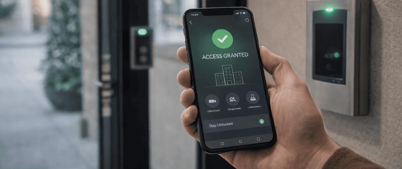 Smart door station with QR code reader at a Singapore condo entrance